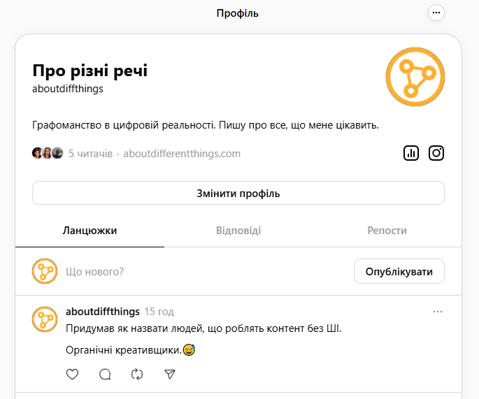 Мій профіль в Threads. Мій профіль в Threads.