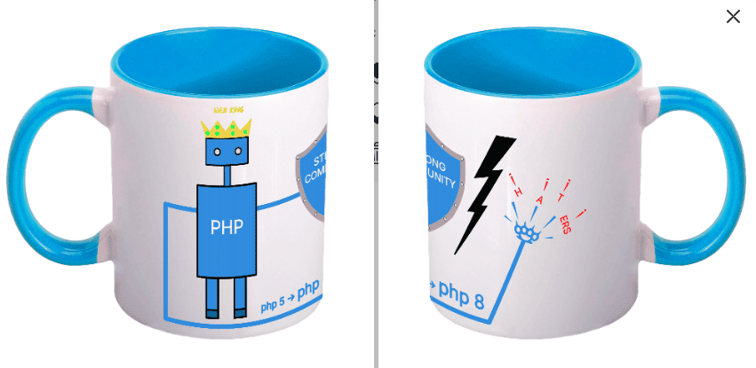 Чашки з жартівливим принтом PHP WEB KING. Чашки з жартівливим принтом PHP WEB KING.
