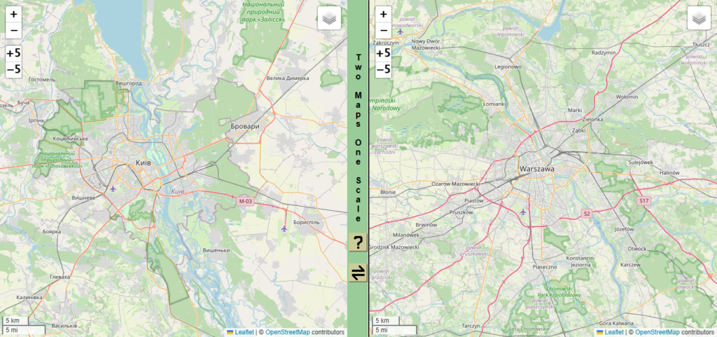 Київ vs Варшава - звичайна мапа. Київ vs Варшава - звичайна мапа.