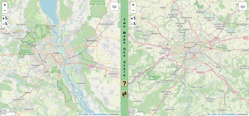 Київ vs Прага - звичайна мапа. Київ vs Прага - звичайна мапа.